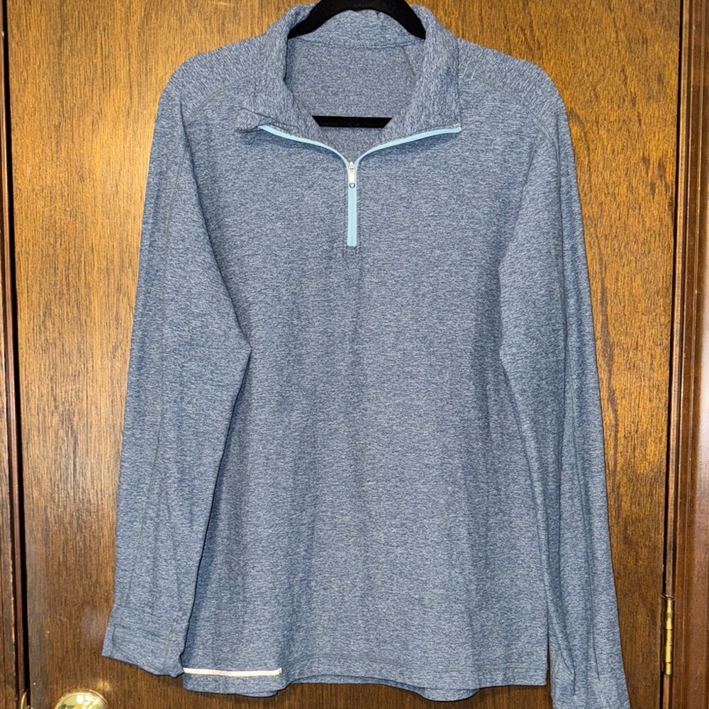 Men's Gray/Blue Quarter-Zip Sweater